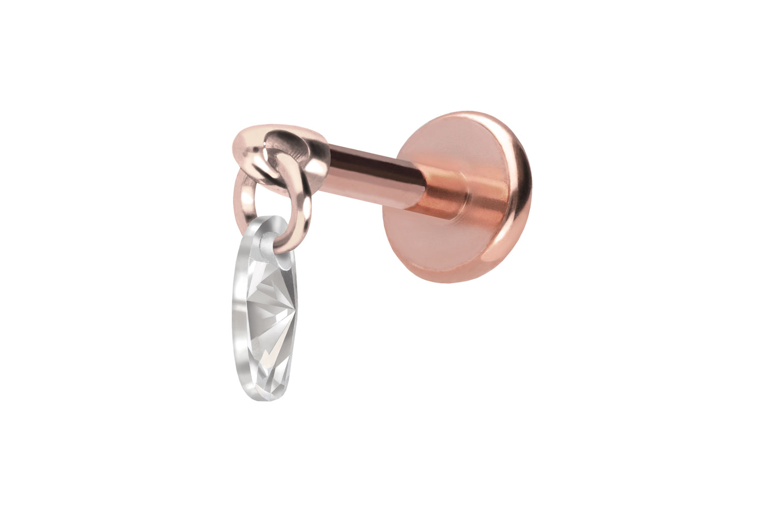 Titan Labret Piercing mit Push Fit KRISTALLOVAL